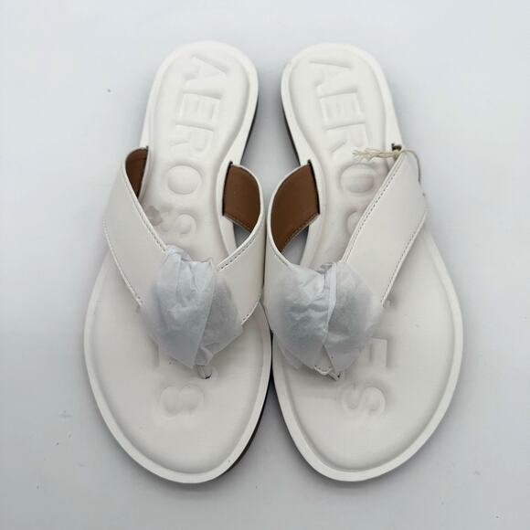 Aerosoles Galen Plush Flex Comfort White Faux Leather Sandals NWB 8 - Picture 2 of 5
